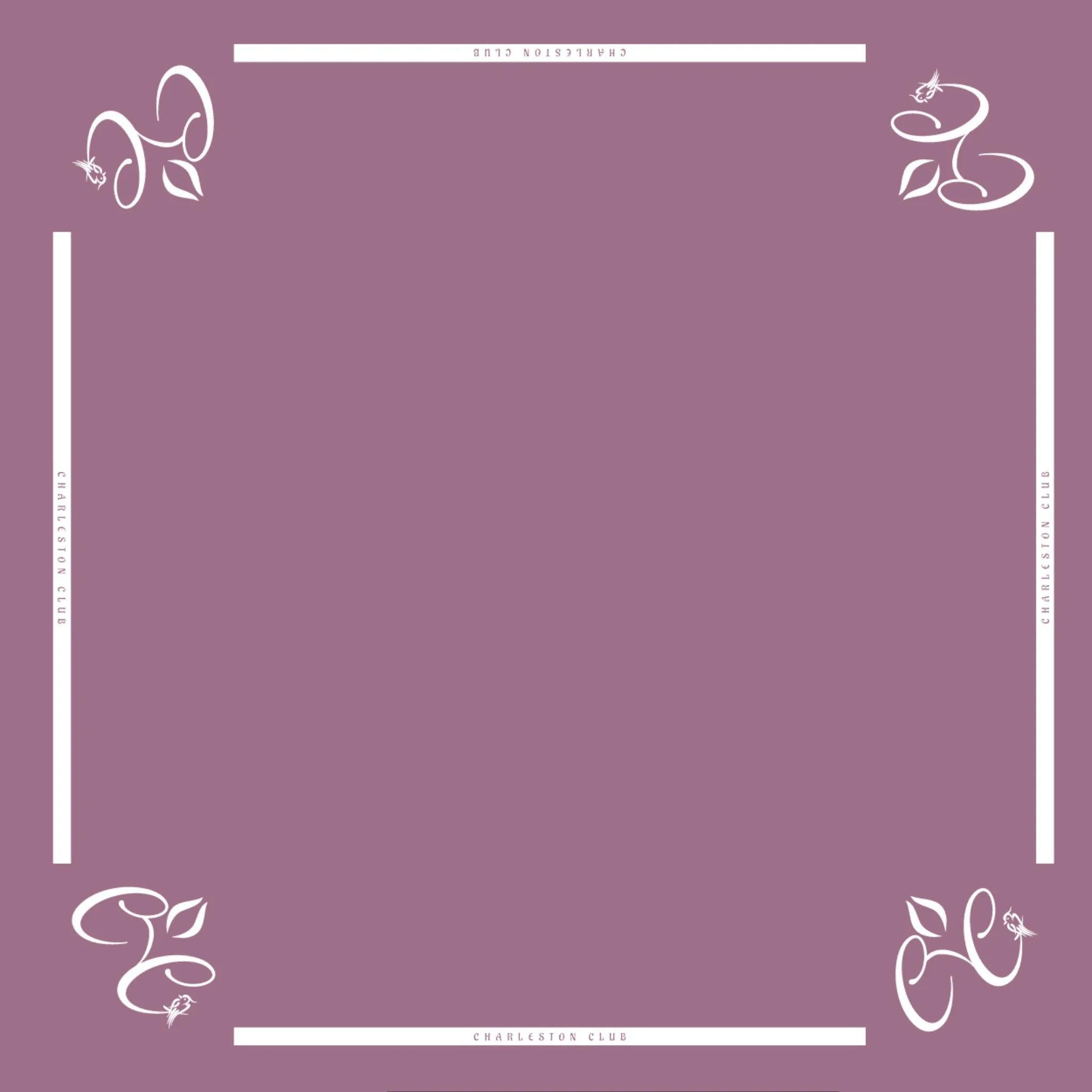Mah jongg mat with Charleston Club branding and solid mauve playing surface 