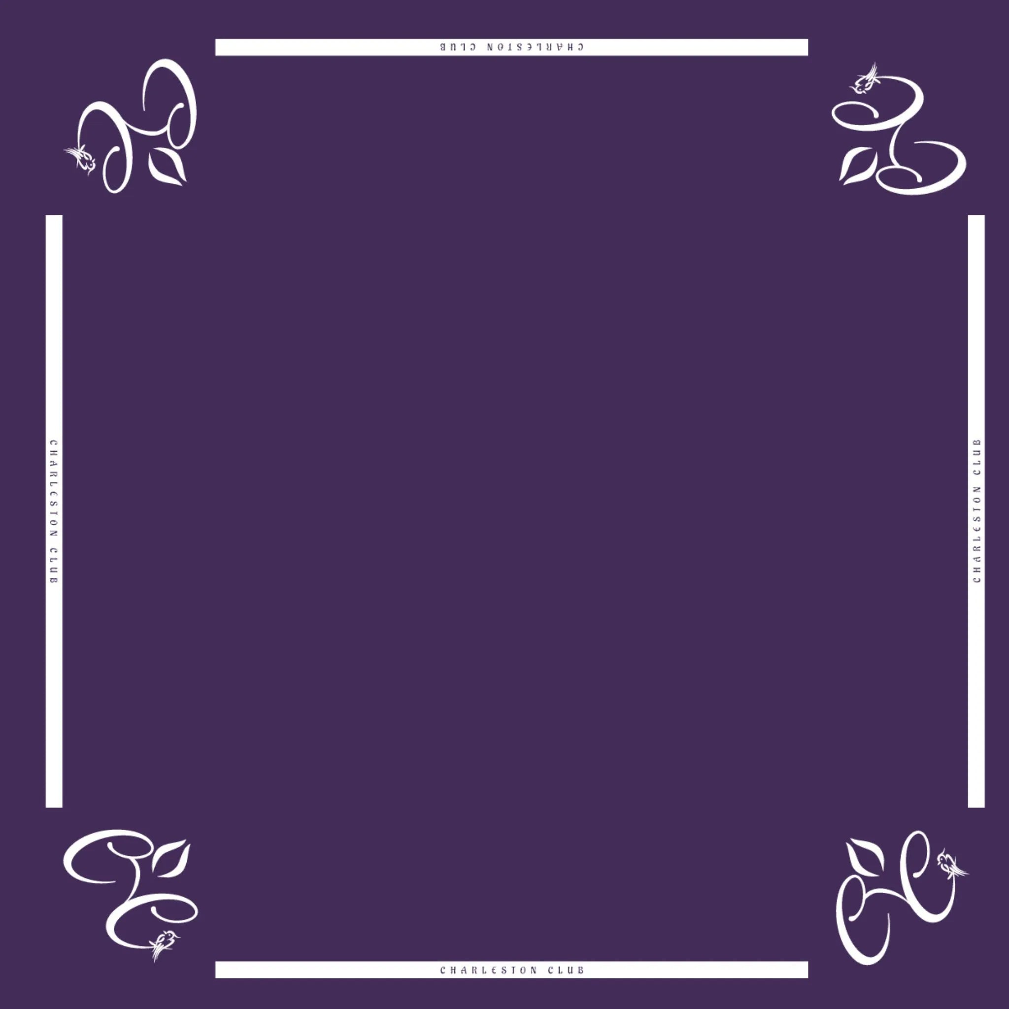 Mah jongg mat with Charleston Club branding and solid purple playing surface 