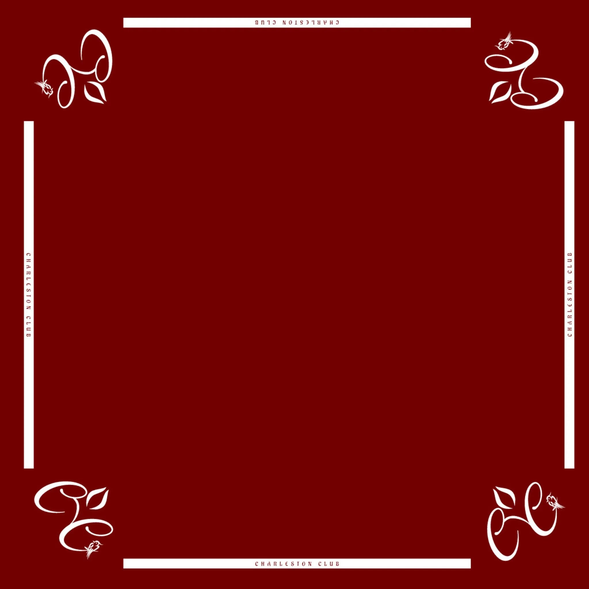 Mah jongg mat with Charleston Club branding and solid red playing surface 